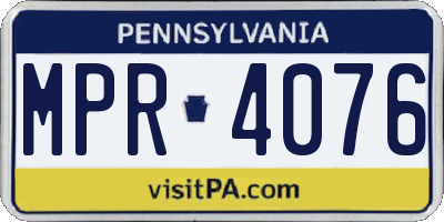 PA license plate MPR4076