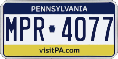 PA license plate MPR4077