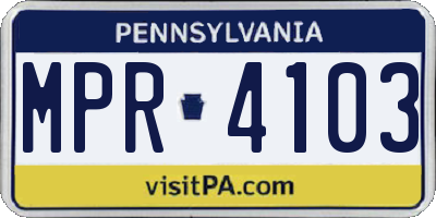 PA license plate MPR4103