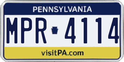PA license plate MPR4114