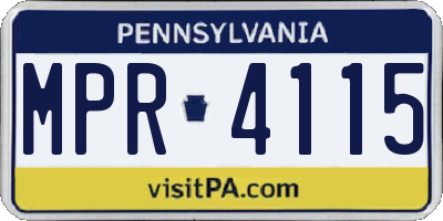 PA license plate MPR4115