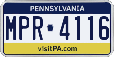 PA license plate MPR4116