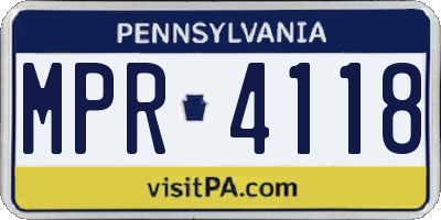 PA license plate MPR4118