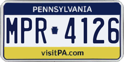 PA license plate MPR4126