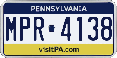 PA license plate MPR4138