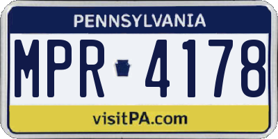 PA license plate MPR4178