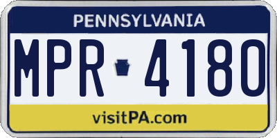 PA license plate MPR4180