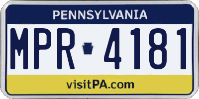 PA license plate MPR4181