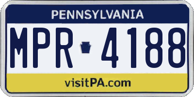PA license plate MPR4188