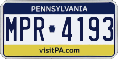 PA license plate MPR4193