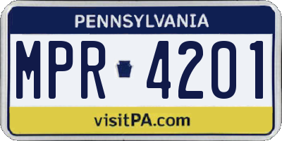PA license plate MPR4201