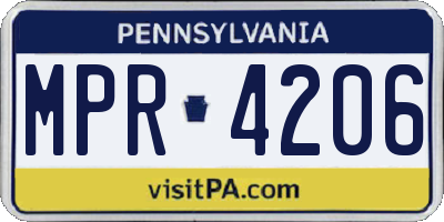 PA license plate MPR4206