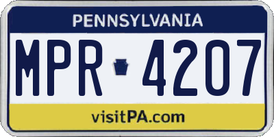 PA license plate MPR4207