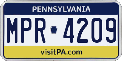 PA license plate MPR4209