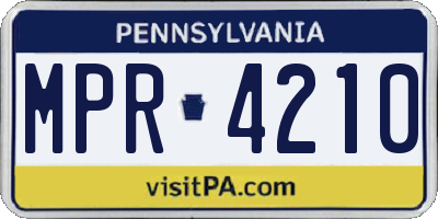 PA license plate MPR4210