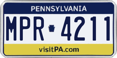PA license plate MPR4211