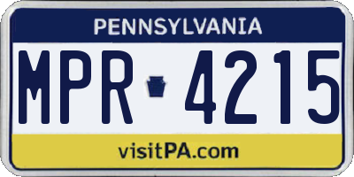 PA license plate MPR4215
