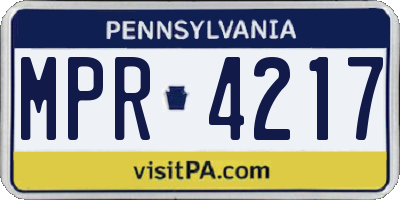 PA license plate MPR4217