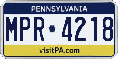 PA license plate MPR4218