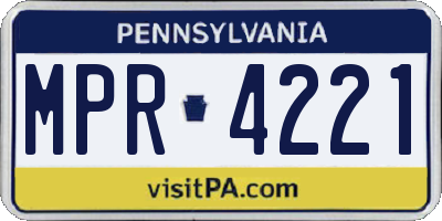 PA license plate MPR4221