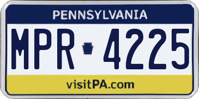PA license plate MPR4225