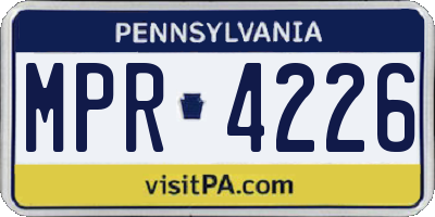 PA license plate MPR4226