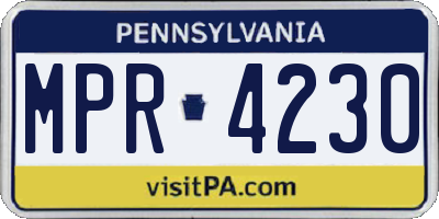 PA license plate MPR4230