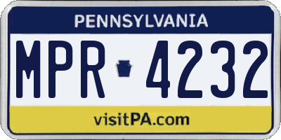 PA license plate MPR4232
