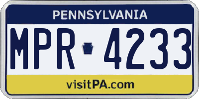 PA license plate MPR4233