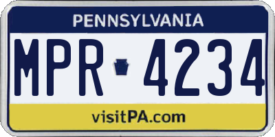 PA license plate MPR4234