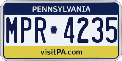 PA license plate MPR4235