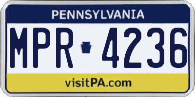 PA license plate MPR4236