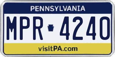 PA license plate MPR4240