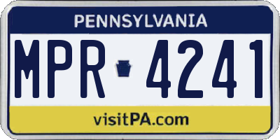 PA license plate MPR4241