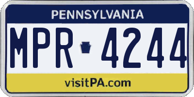 PA license plate MPR4244