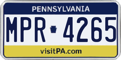 PA license plate MPR4265