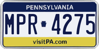 PA license plate MPR4275