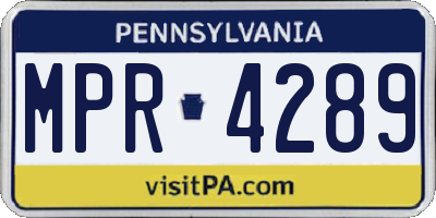 PA license plate MPR4289