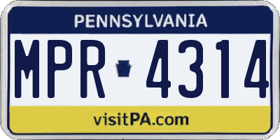 PA license plate MPR4314