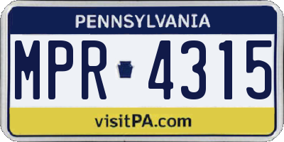 PA license plate MPR4315