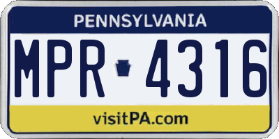 PA license plate MPR4316