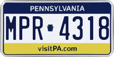 PA license plate MPR4318