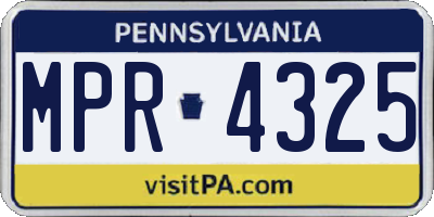 PA license plate MPR4325
