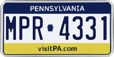 PA license plate MPR4331