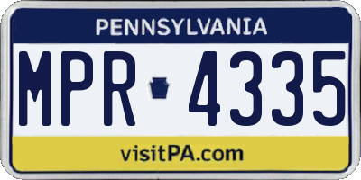 PA license plate MPR4335