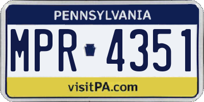 PA license plate MPR4351