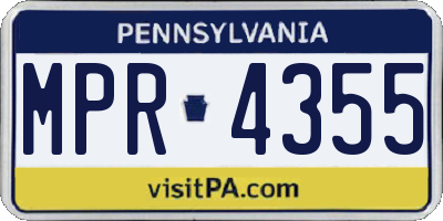 PA license plate MPR4355