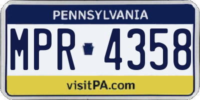 PA license plate MPR4358