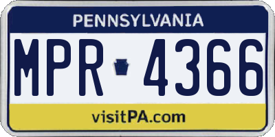PA license plate MPR4366