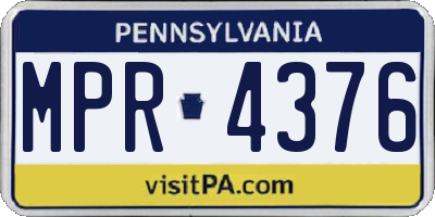 PA license plate MPR4376